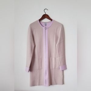 Biege and lilac reversible knit cardigan